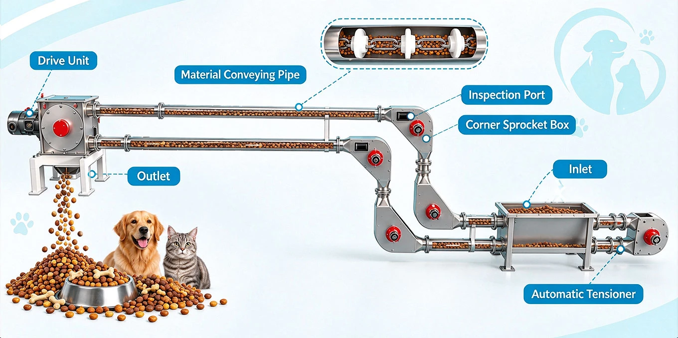 Tubular Drag Chain Conveyors Structure Tubular Drag Chain Conveyors Structure
